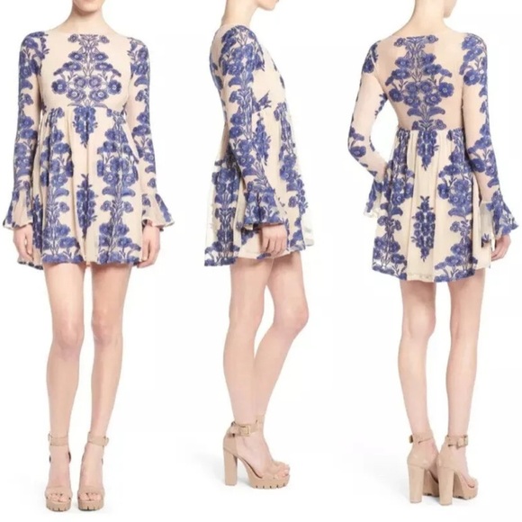 For Love & Lemons Temecula Floral Embroidered Mini Long Sleeved Dress - Picture 6 of 16
